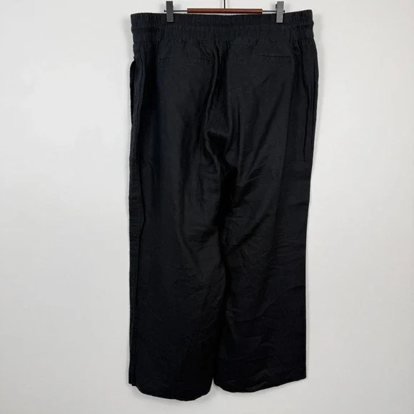 Quince European Linen Wide Leg Pants Women XL 26" Inseam Black Minimalist Casual - Picture 3 of 6